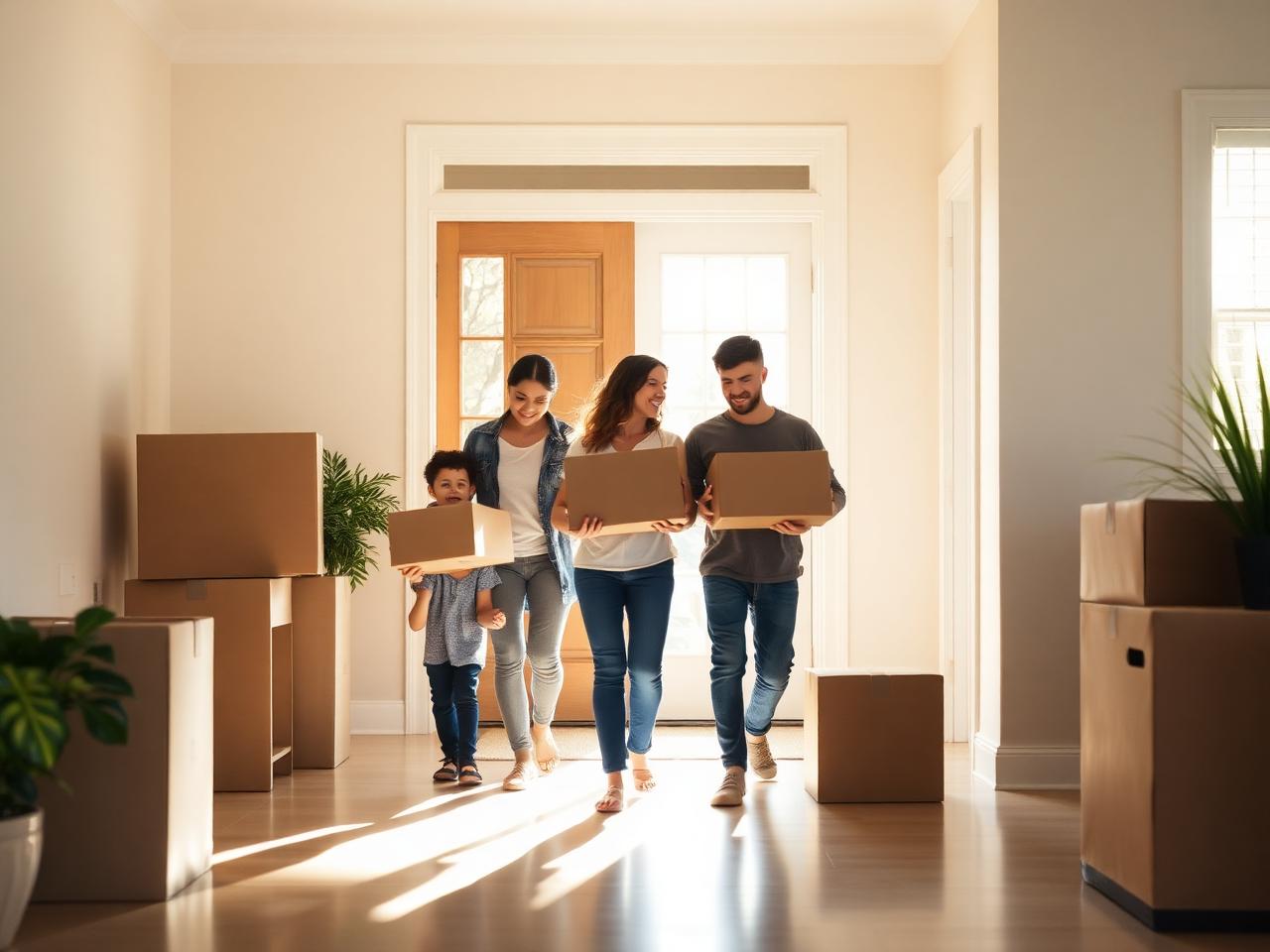 Family moving into a new Florida home